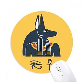 Dıythinker Antik Mısır Soyut Dekorasyon Desen Baskılı Yuvarlak Kaymaz Kauçuk Mouse Pad