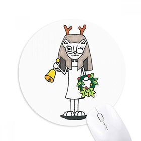 Dıythinker Antlers Bastet Bell Garland Baskılı Yuvarlak Kaymaz Kauçuk Mouse Pad