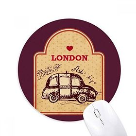 Dıythinker Araba İngiltere Londra Damga İngiltere Baskılı Yuvarlak Kaymaz Kauçuk Mouse Pad