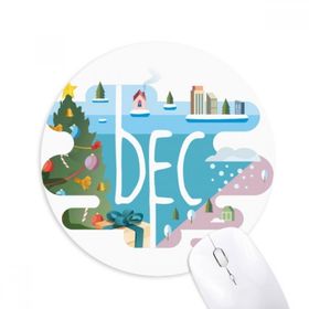 Dıythinker Aralık Aylık Sezon İllüstrasyon Baskılı Yuvarlak Kaymaz Kauçuk Mouse Pad