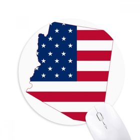 Dıythinker Arizona ABD Haritası Yıldızlar Çizgili Bayrak Şekilli Baskılı Yuvarlak Kaymaz Kauçuk Mouse Pad