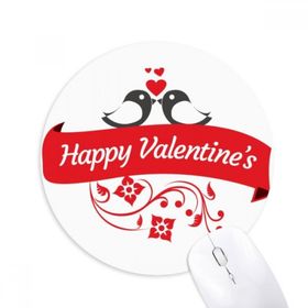 Dıythinker Aşk Kuşları Mutlu Sevgililer Günü Baskılı Yuvarlak Kaymaz Kauçuk Mouse Pad