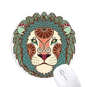 Dıythinker Aslan Burç Sembolü Baskılı Yuvarlak Kaymaz Kauçuk Mouse Pad