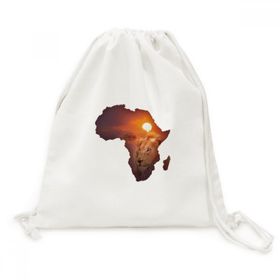 Dıythinker Aslan Prairie Afrika Kıtası İsim Haritası Kanvas İpli Sırt Çantası