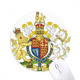 Dıythinker Aslan Tek Boynuzlu At Tacı Britanya Ulusal Amblem UK Baskılı Yuvarlak Kaymaz Kauçuk Mouse Pad