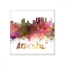 Dıythinker Atlanta America Country City Suluboya İllüstrasyon Seramik Bisque Fayans Dekorasyon 10x10 cm Seramik Karo