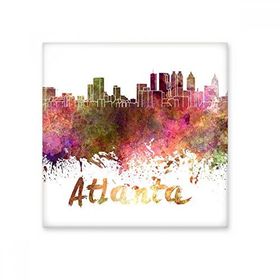 Dıythinker Atlanta America Country City Suluboya İllüstrasyon Seramik Bisque Fayans Dekorasyon 10x10 cm Seramik Karo