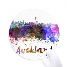 Dıythinker Auckland Yeni Zelanda Şehir Suluboya Baskılı Yuvarlak Kaymaz Kauçuk Mouse Pad