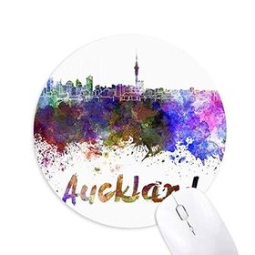 Dıythinker Auckland Yeni Zelanda Şehir Suluboya Baskılı Yuvarlak Kaymaz Kauçuk Mouse Pad