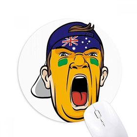 Dıythinker Avustralya Bayrağı Yüz Makyaj Maskesi Çığlık atan Şapka Baskılı Yuvarlak Kaymaz Kauçuk Mouse Pad