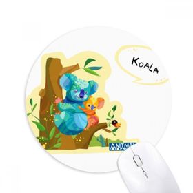 Dıythinker Avustralya Koala ve Okalipt Suluboya Baskılı Yuvarlak Kaymaz Kauçuk Mouse Pad
