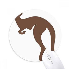 Dıythinker Avustralya Lezzeti Kanguru Kahverengi Siluet Baskılı Yuvarlak Kaymaz Kauçuk Mouse Pad