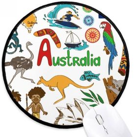 Dıythinker Avustralya Manzara Hayvanlar Ulusal Bayrak Yuvarlak Kaymaz Mouse Pad
