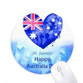 Dıythinker Avustralya Mutlu Gün Kalp Şekilli Bayrak Baskılı Yuvarlak Kaymaz Kauçuk Mouse Pad