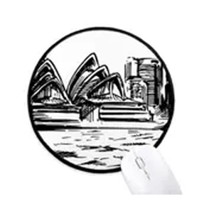 Dıythinker Avustralya Sydney Opera Binası Kroki Yuvarlak Kaymaz Mouse Pad