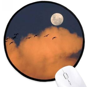 Dıythinker Ay Karanlık Gece Bulutlar Yuvarlak Kaymaz Mouse Pad