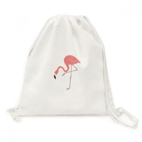 Dıythinker Ayakta Duran Flamingo Desenli Kanvas İpli Sırt Çantası