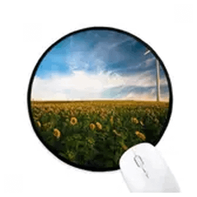 Dıythinker Ayçiçeği Bulutlar Mavi Gökyüzü Yuvarlak Kaymaz Mouse Pad