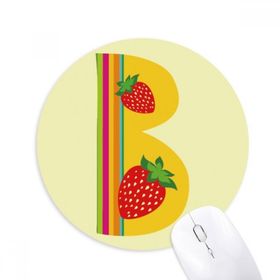 Dıythinker B Alfabe Çilek İllüstrasyon Desen Baskılı Yuvarlak Kaymaz Kauçuk Mouse Pad