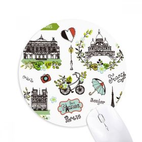 Dıythinker Bahar Eyfel Paris Fransa Grafiti Baskılı Yuvarlak Kaymaz Kauçuk Mouse Pad