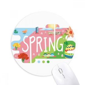Dıythinker Bahar Sezonu İllüstrasyon Baskılı Yuvarlak Kaymaz Kauçuk Mouse Pad