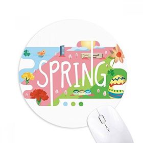 Dıythinker Bahar Sezonu İllüstrasyon Baskılı Yuvarlak Kaymaz Kauçuk Mouse Pad