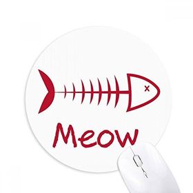 Dıythinker Balık Kemik Miyav Hayvan Baskılı Yuvarlak Kaymaz Kauçuk Mouse Pad