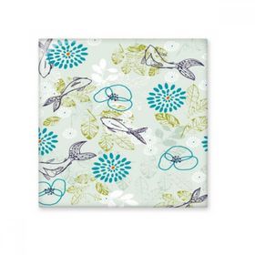 Dıythinker Balık Yaprakları Çiçek Mavi Hayvan Seramik 10x10 cm Seramik Karo