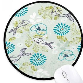 Dıythinker Balık Yaprakları Çiçek Mavi Hayvan Yuvarlak Kaymaz Mouse Pad