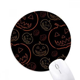 Dıythinker Balkabağı Fayans Desenli Cadılar Bayramı Baskılı Yuvarlak Kaymaz Kauçuk Mouse Pad
