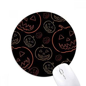 Dıythinker Balkabağı Fayans Desenli Cadılar Bayramı Baskılı Yuvarlak Kaymaz Kauçuk Mouse Pad