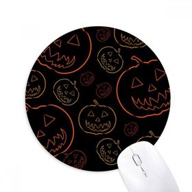 Dıythinker Balkabağı Fayans Desenli Cadılar Bayramı Baskılı Yuvarlak Kaymaz Kauçuk Mouse Pad