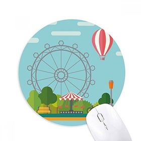 Dıythinker Balon Dönme Dolap Eğlence Parkı Baskılı Yuvarlak Kaymaz Kauçuk Mouse Pad