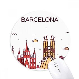 Dıythinker Barcelona İspanya Düz Kent Simgesi Desenli Baskılı Yuvarlak Kaymaz Kauçuk Mouse Pad