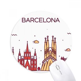Dıythinker Barcelona İspanya Düz Kent Simgesi Desenli Baskılı Yuvarlak Kaymaz Kauçuk Mouse Pad