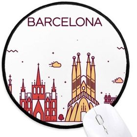 Dıythinker Barcelona İspanya Düz Landmark Desen Yuvarlak Kaymaz Mouse Pad