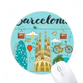 Dıythinker Barcelona İspanyol Sagrada Familia Baskılı Yuvarlak Kaymaz Kauçuk Mouse Pad