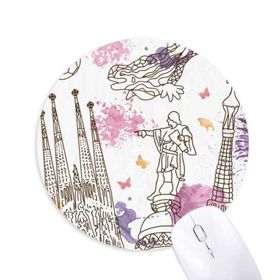 Dıythinker Barcelona Katedrali Futbol Heykeli İspanya Baskılı Yuvarlak Kaymaz Kauçuk Mouse Pad