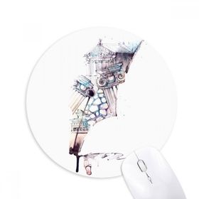 Dıythinker Barok Mimari Bina Suluboya Boyama Baskılı Yuvarlak Kaymaz Kauçuk Mouse Pad