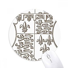 Dıythinker Barok Sanat Siyah Beyaz Aslan Yaprağı Kalkan Baskılı Yuvarlak Kaymaz Kauçuk Mouse Pad
