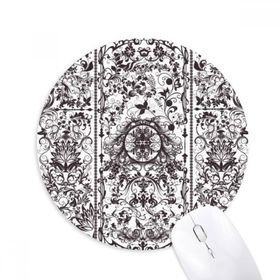 Dıythinker Barok Yaprağı Modern Paralel Tekrarlama Desen Baskılı Yuvarlak Kaymaz Kauçuk Mouse Pad