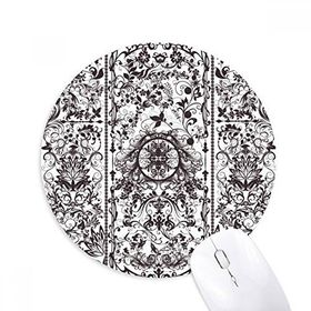 Dıythinker Barok Yaprağı Modern Paralel Tekrarlama Desen Baskılı Yuvarlak Kaymaz Kauçuk Mouse Pad