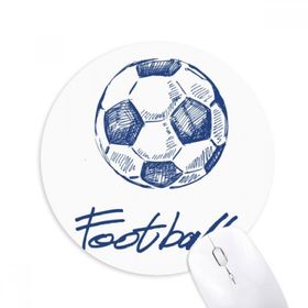 Dıythinker Basit Çizgi Film Futbol Mavi Desenli Baskılı Yuvarlak Kaymaz Kauçuk Mouse Pad