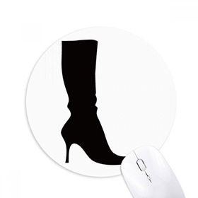 Dıythinker Basit Desen Siyah Yüksek Çizme Silüeti Baskılı Yuvarlak Kaymaz Kauçuk Mouse Pad