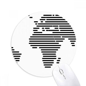Dıythinker Basit Siyah Çizgi Dünya Haritası Desenli Baskılı Yuvarlak Kaymaz Kauçuk Mouse Pad
