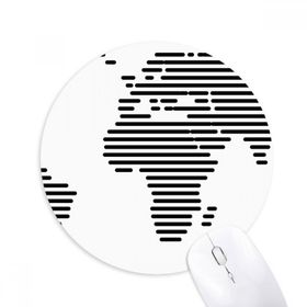 Dıythinker Basit Siyah Çizgi Dünya Haritası Desenli Baskılı Yuvarlak Kaymaz Kauçuk Mouse Pad