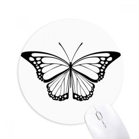 Dıythinker Basit Siyah Kelebek Numune Baskılı Yuvarlak Kaymaz Kauçuk Mouse Pad