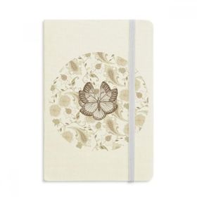 Dıythinker Basit Soluk Pembe Kelebek Çiçekli Kumaş Sert Kapak A5 Defter