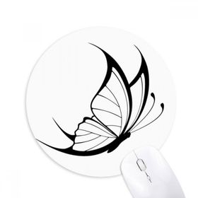 Dıythinker Basit Vintage Uçan Siyah Kelebek Baskılı Yuvarlak Kaymaz Kauçuk Mouse Pad