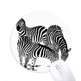Dıythinker Basit Zebralar Hayvan Baskılı Yuvarlak Kaymaz Kauçuk Mouse Pad